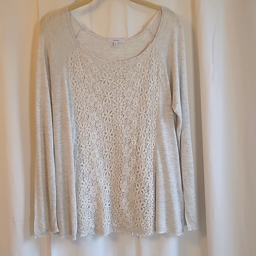 Mystree top, medium, gray & cream